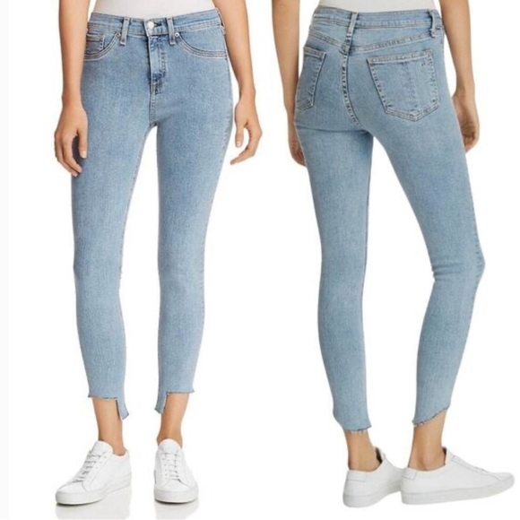 Rag & Bone High Waisted Raw Frayed Step Hem Stretch Skinny Jeans Light Wash 30 - Picture 10 of 11